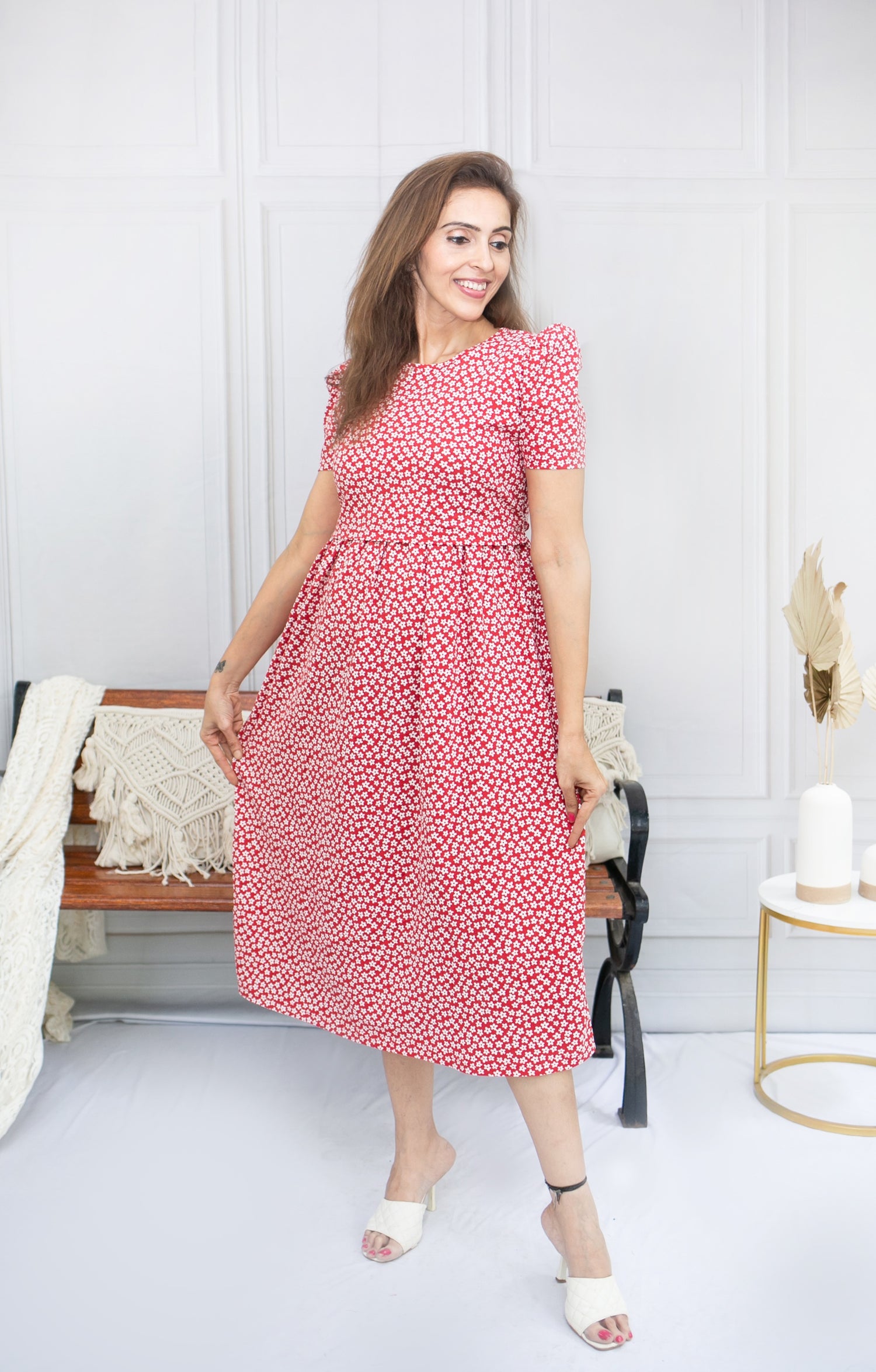 Red Daisy Zipless Feeding Frock
