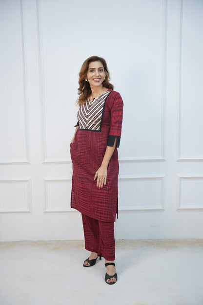 Red Rhythm Maternity Feeding Co-ord