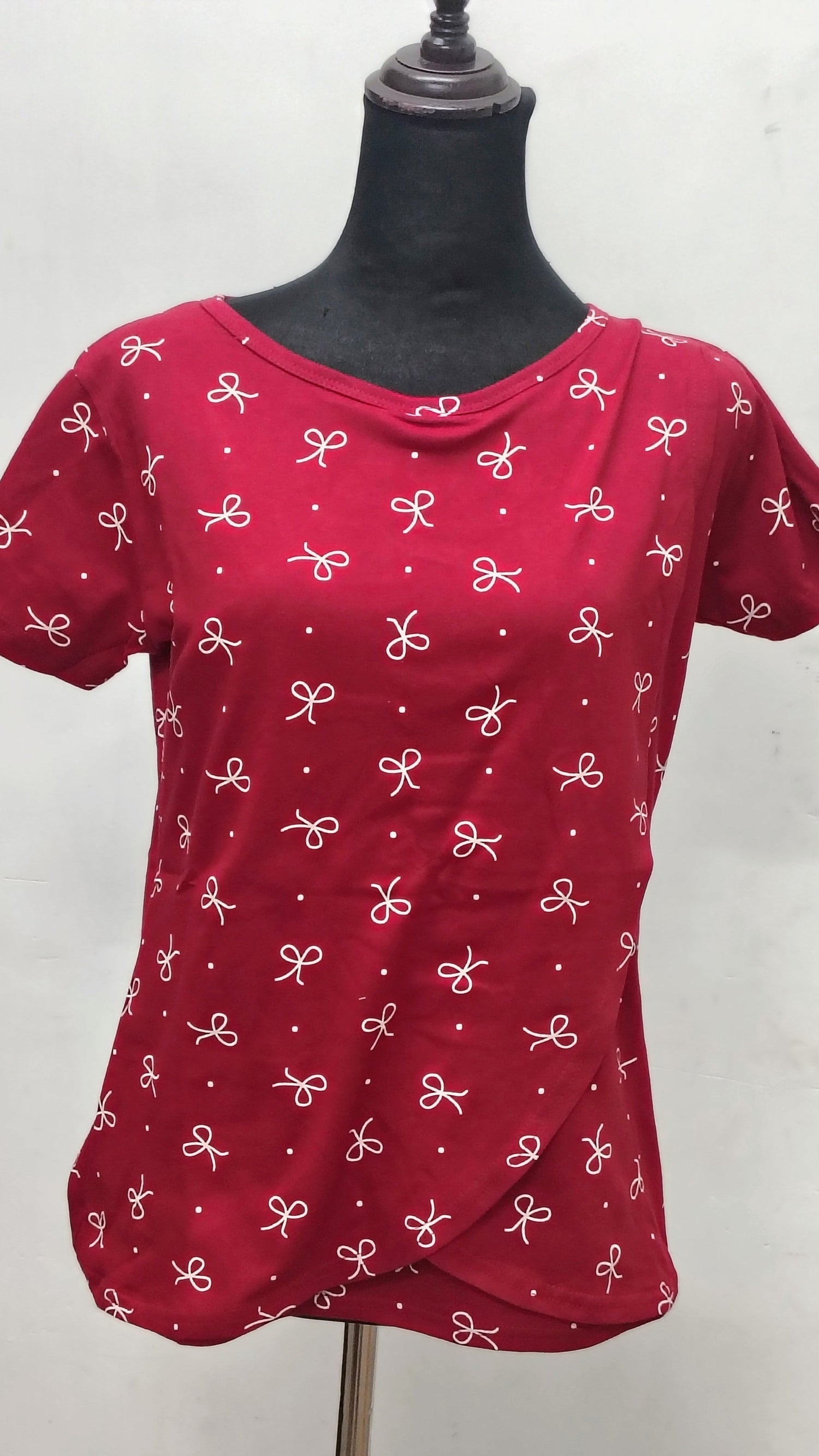 Red Bow Zipless Feeding T-Shirt