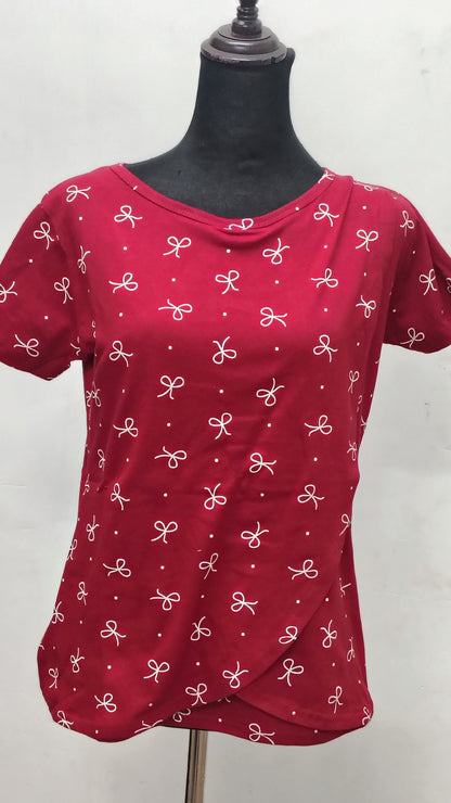 Red Bow Zipless Feeding T-Shirt