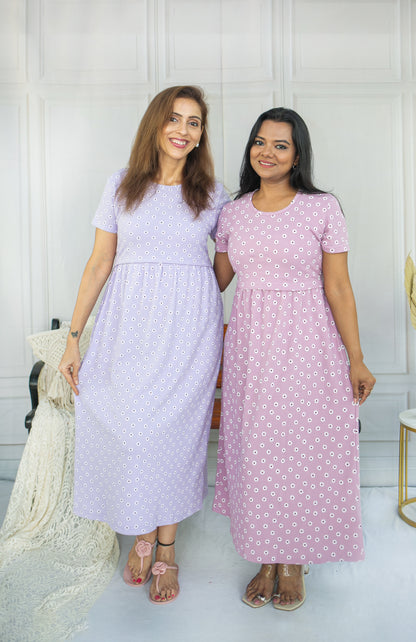 Misty Lavender Zipless Feeding Frock