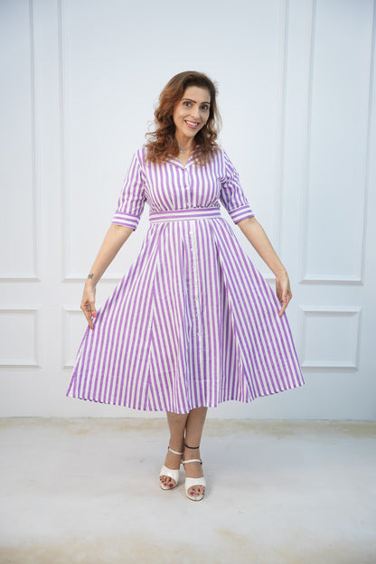 Lavender Wave Maternity Feeding Frock