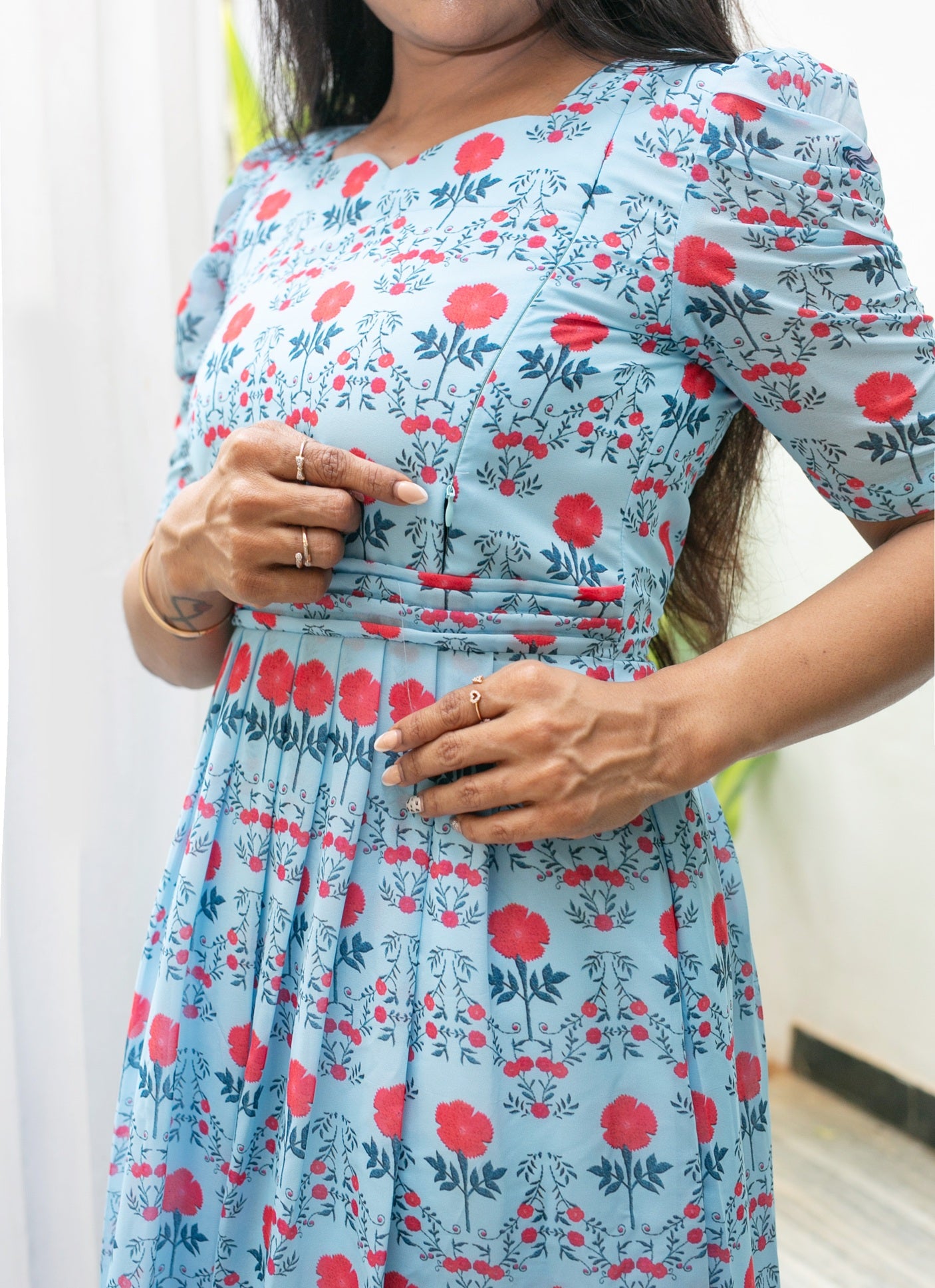 Roses on my Blue Sky Maternity Feeding Dress