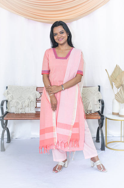 Peach Ice Maternity Feeding Salwar