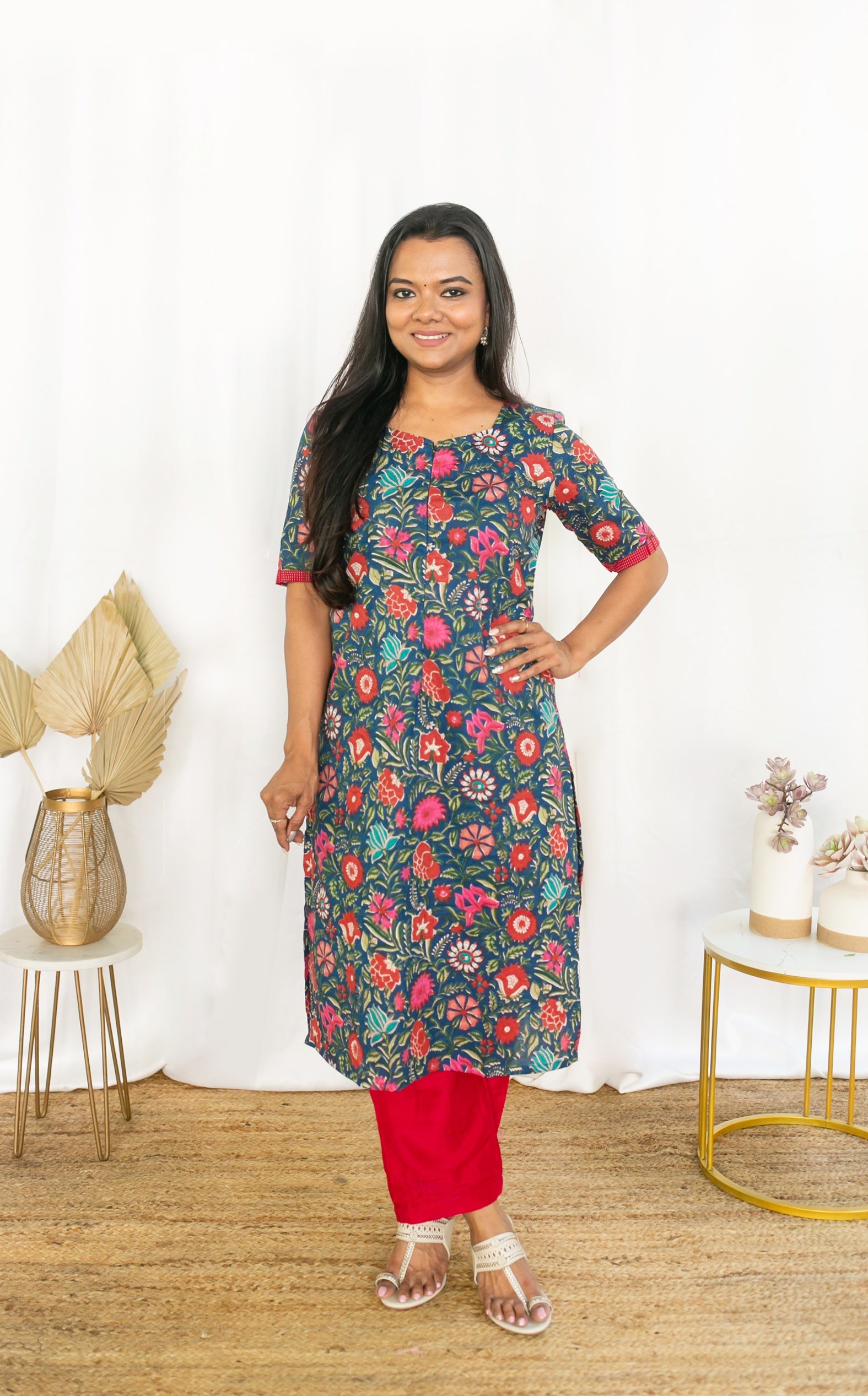 Floral Garden Feeding Kurta Top Center zip