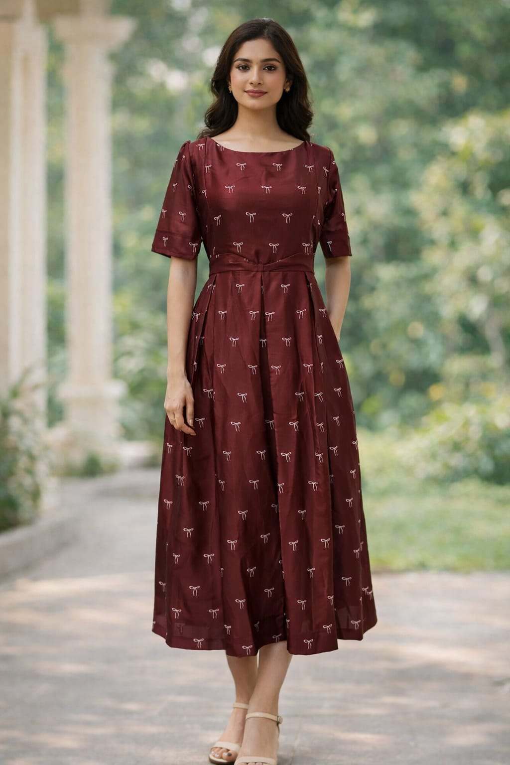 Pretty Bow Maternity Feeding Dress