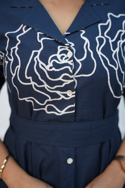 Navy Charm Maternity Feeding Frock