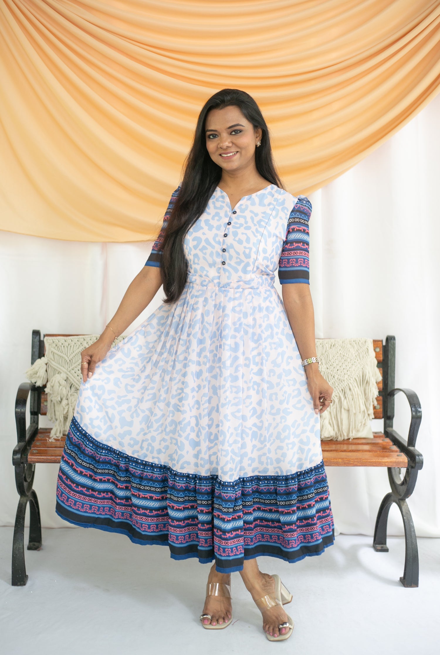 Blue-ti-ful Maternity Feeding Dress