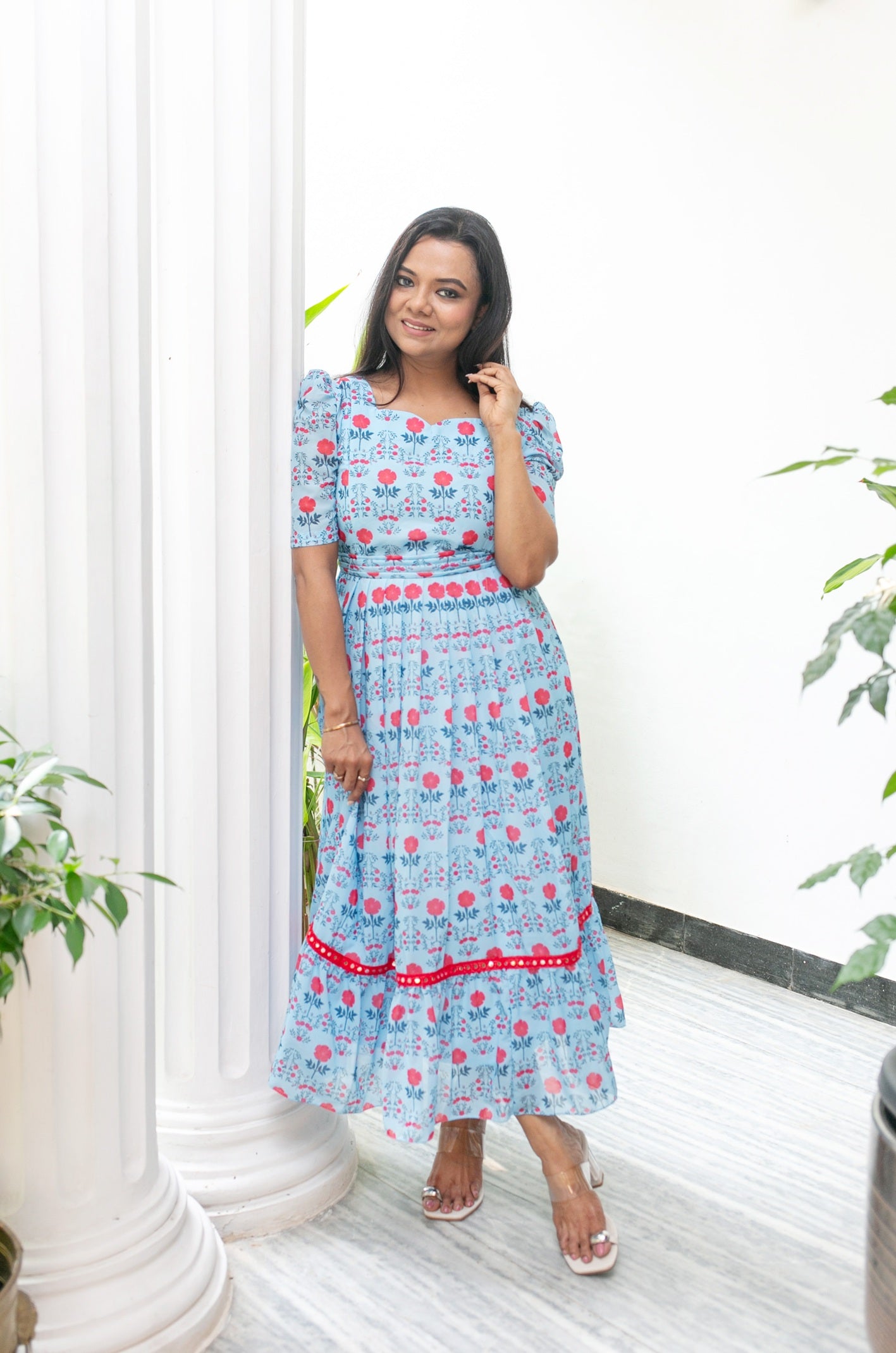 Roses on my Blue Sky Maternity Feeding Dress