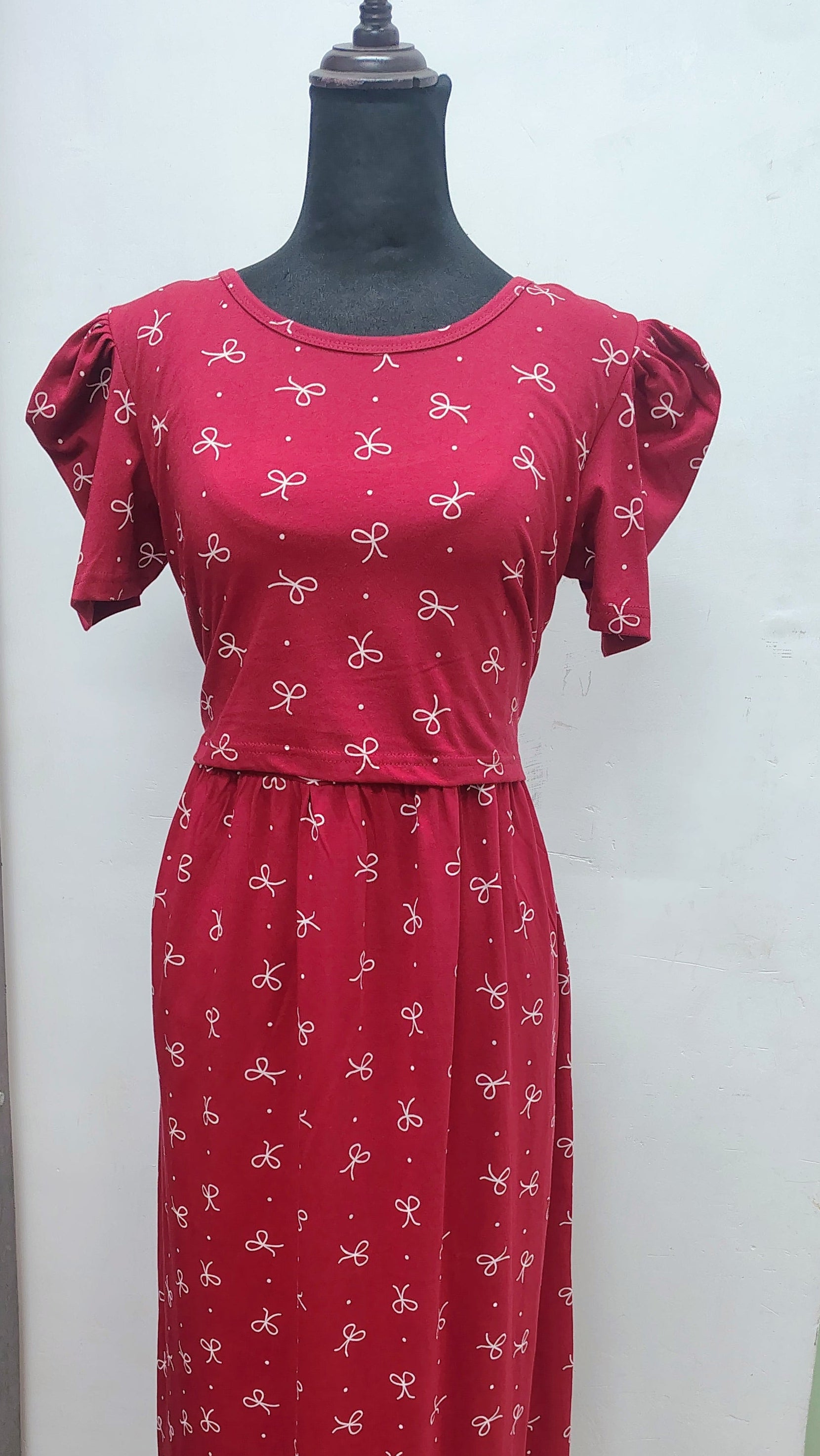 Red Bow Zipless Feeding Frock