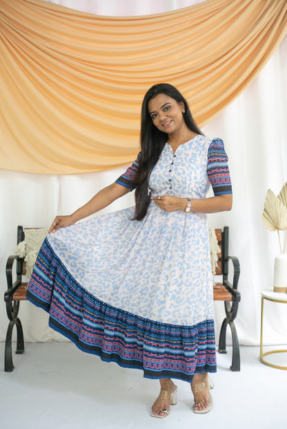 Blue-ti-ful Maternity Feeding Dress