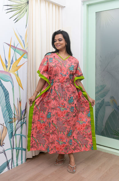 Peach Parrot Feeding kaftan