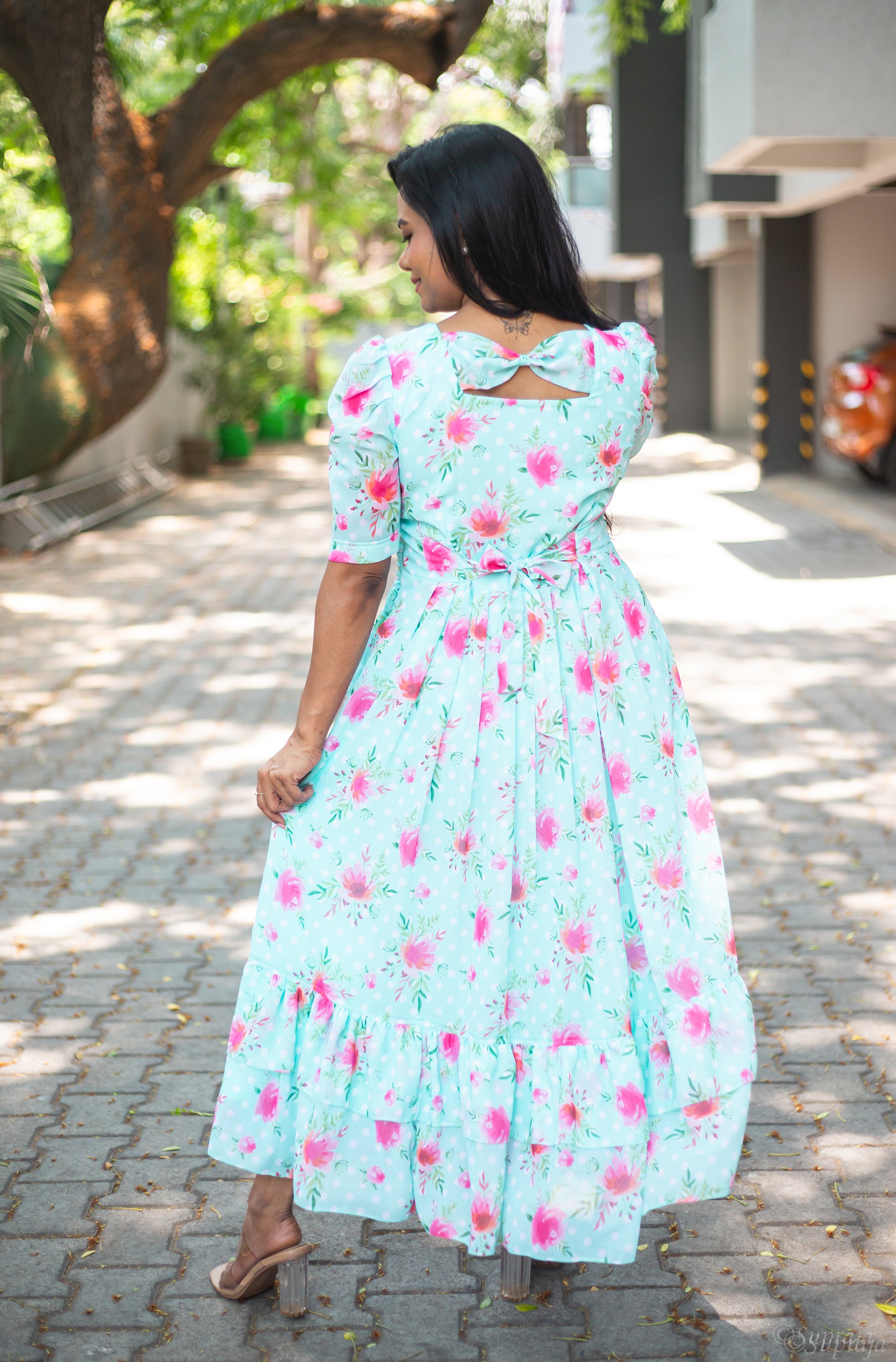 Minty Polka Maternity Feeding Dress