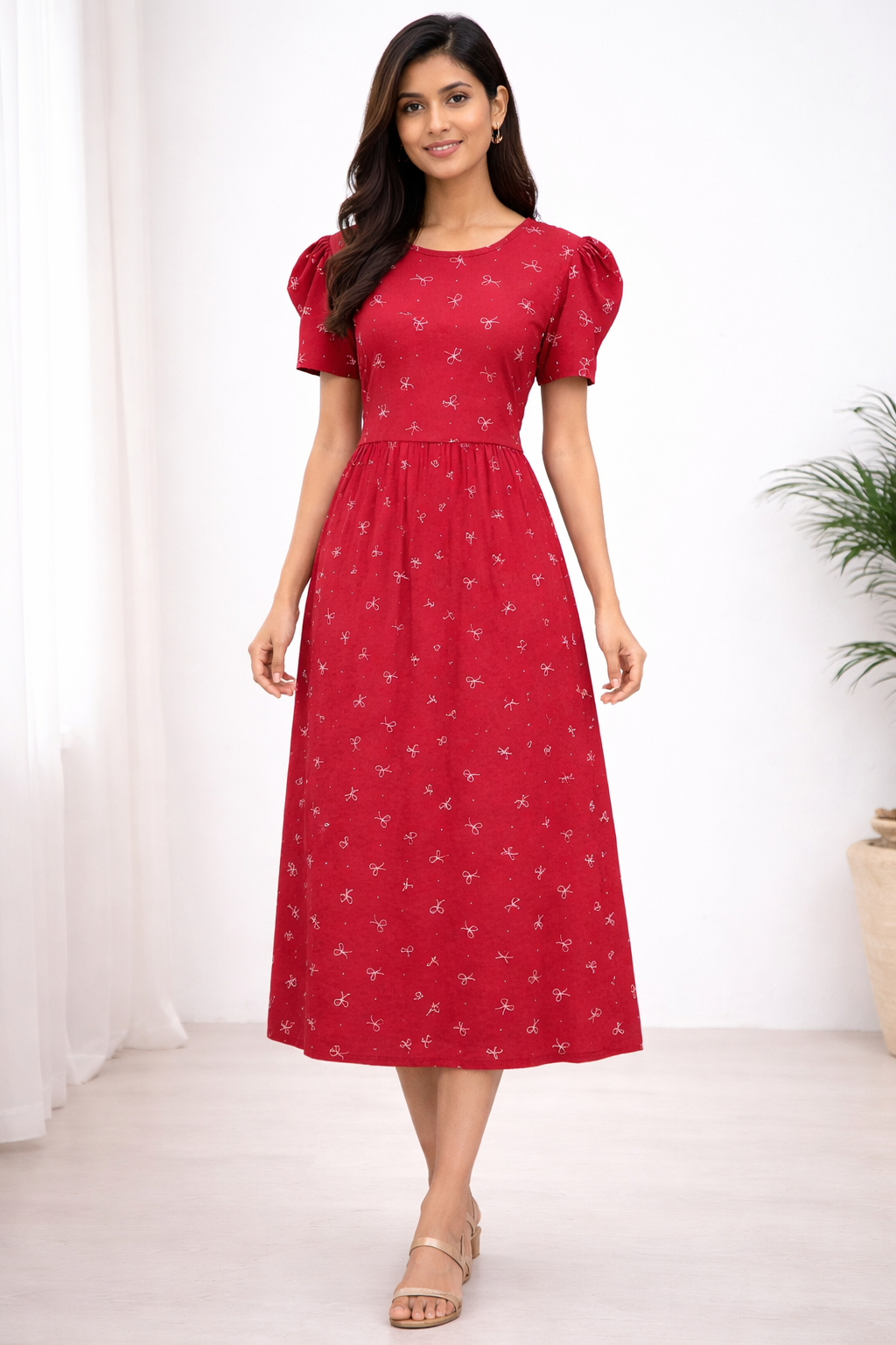 Red Bow Zipless Feeding Frock