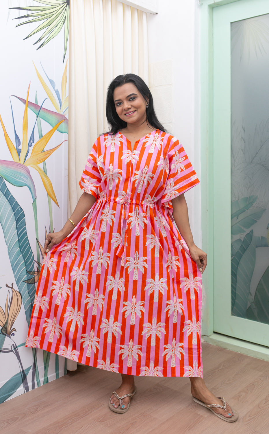 Pink Tree Feeding kaftan