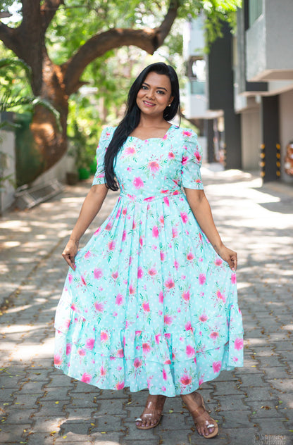 Minty Polka Maternity Feeding Dress