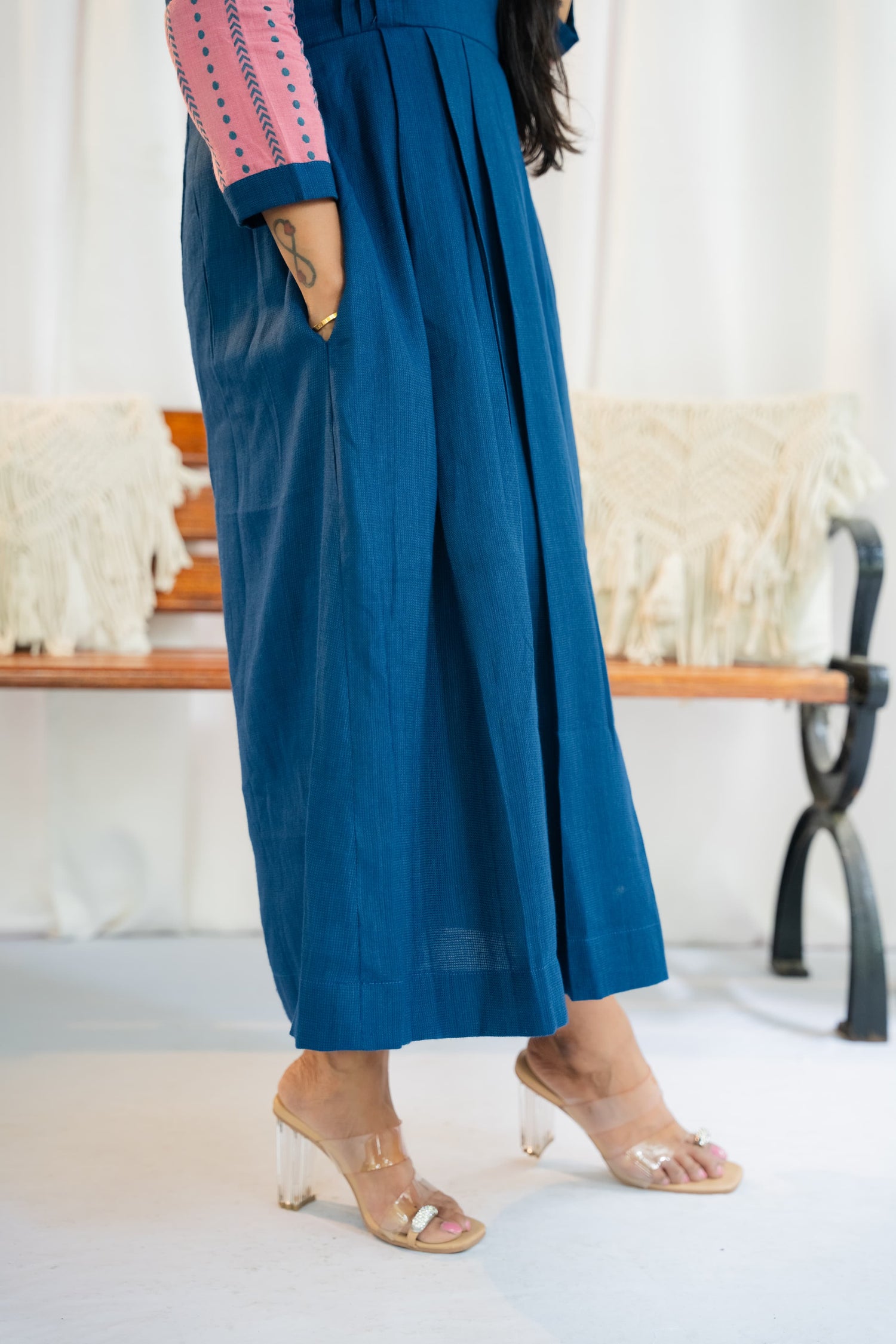 Navy Blush Maternity Feeding Dress