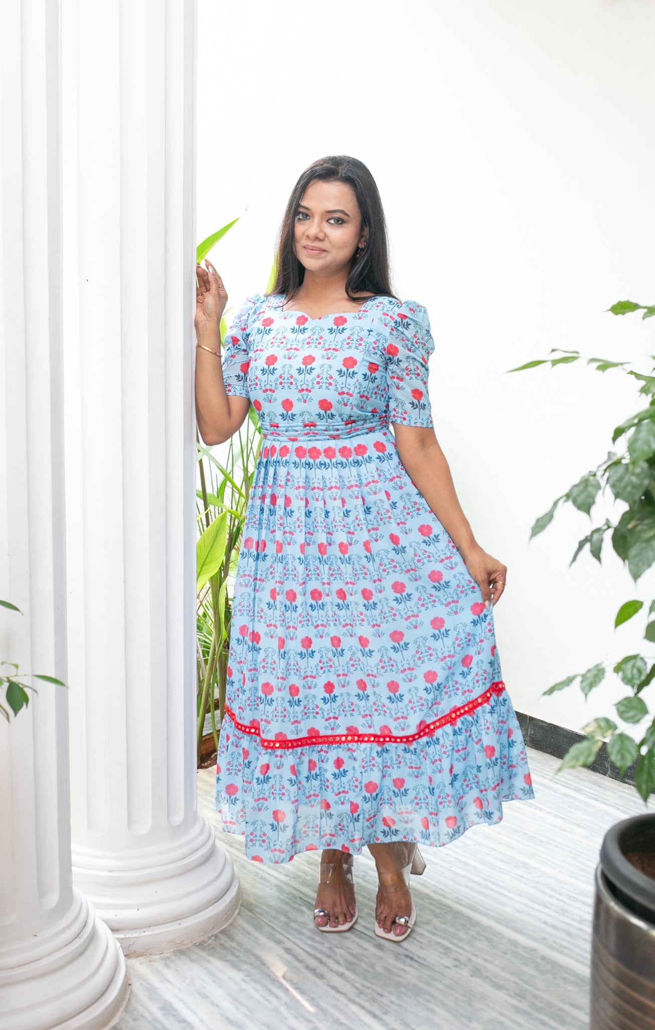 Roses on my Blue Sky Maternity Feeding Dress