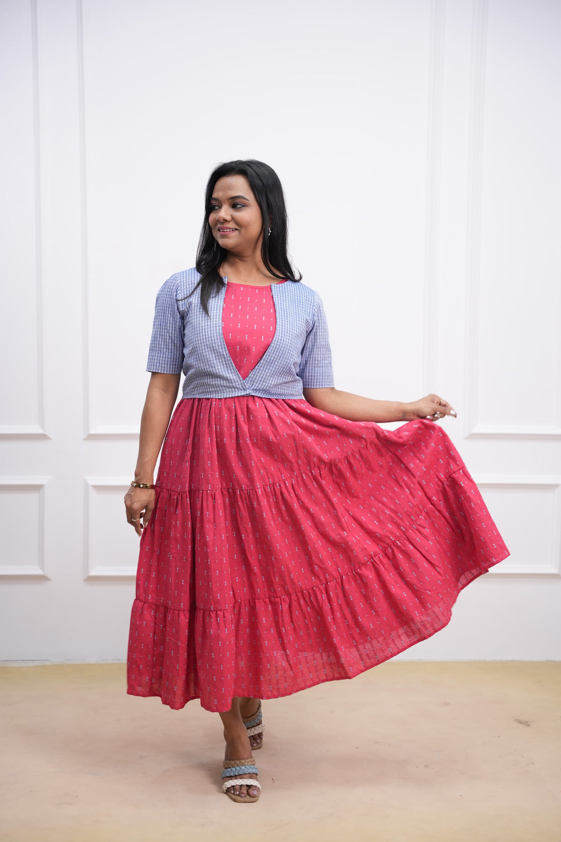 Checks &amp; Charms Maternity Feeding Dress