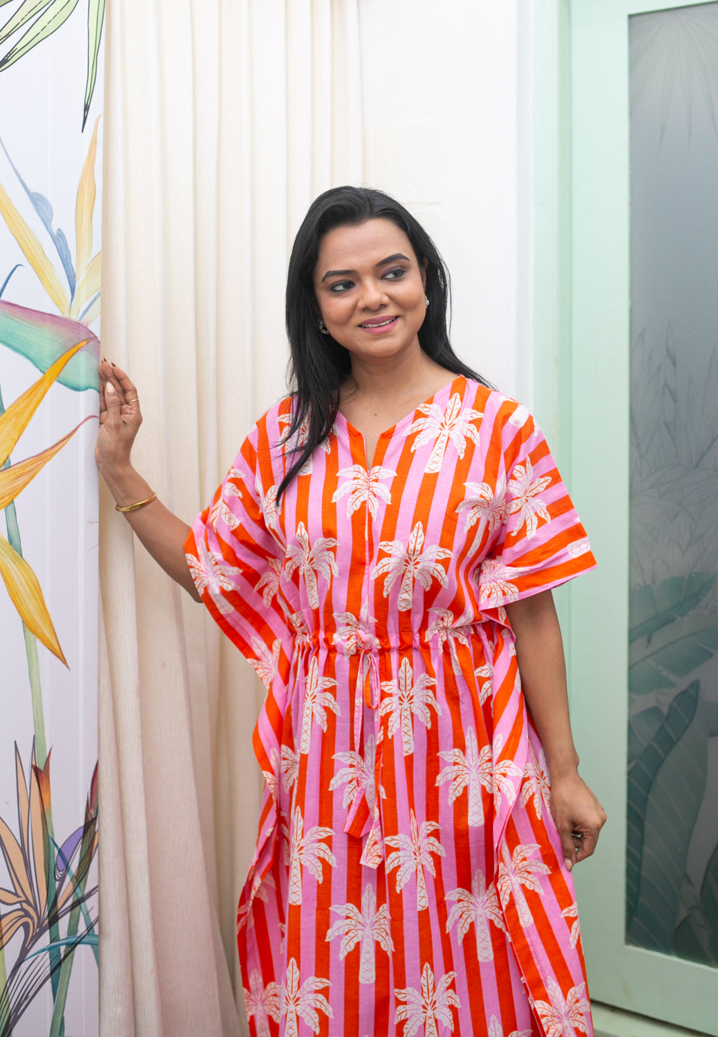 Pink Tree Feeding kaftan