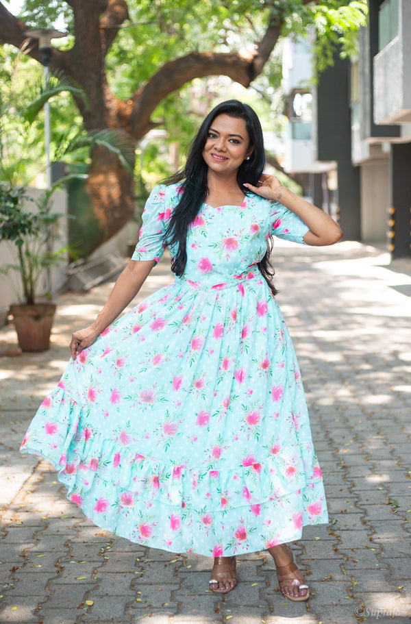 Minty Polka Maternity Feeding Dress