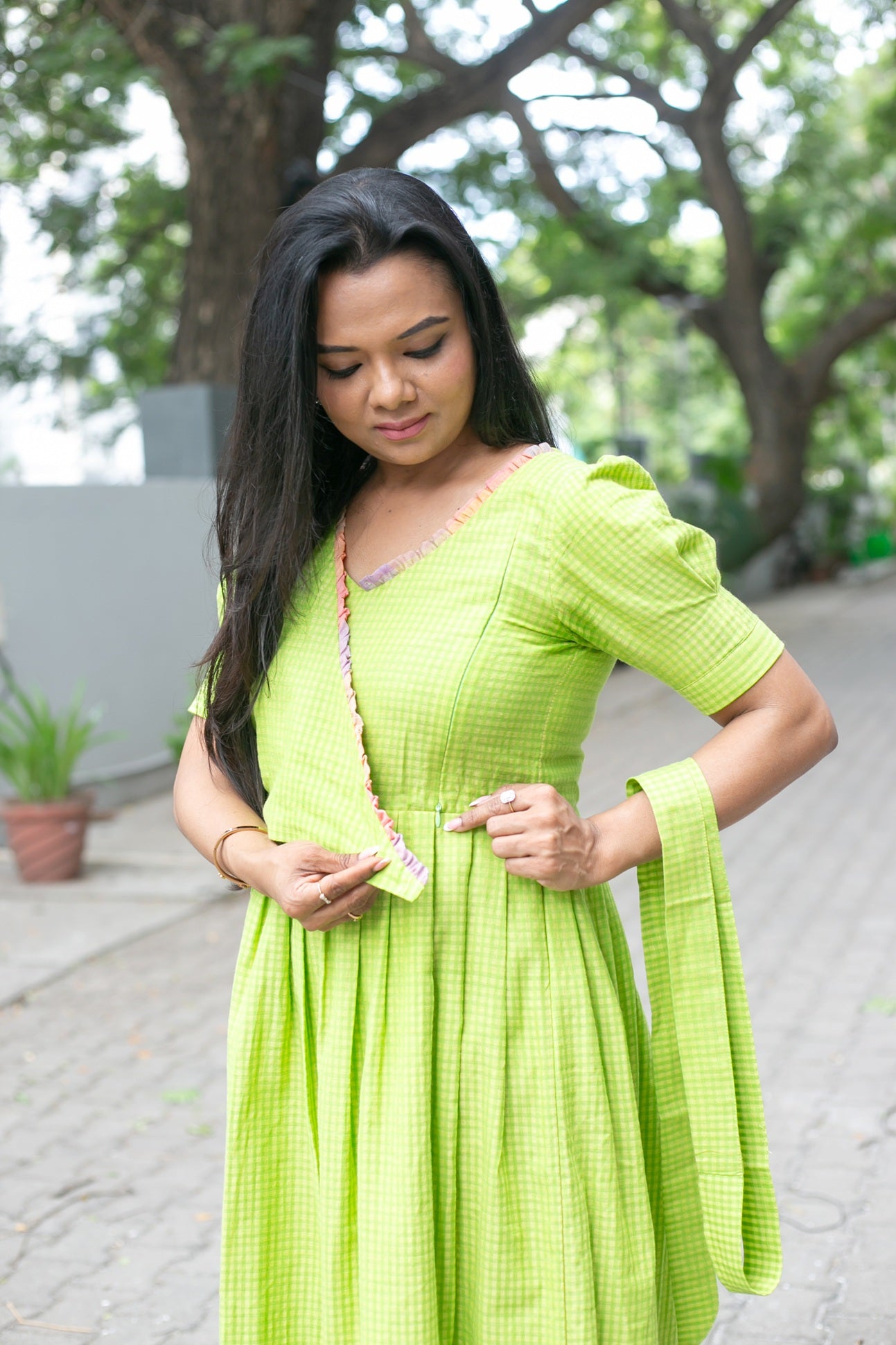 Lime Pop Maternity Feeding Dress