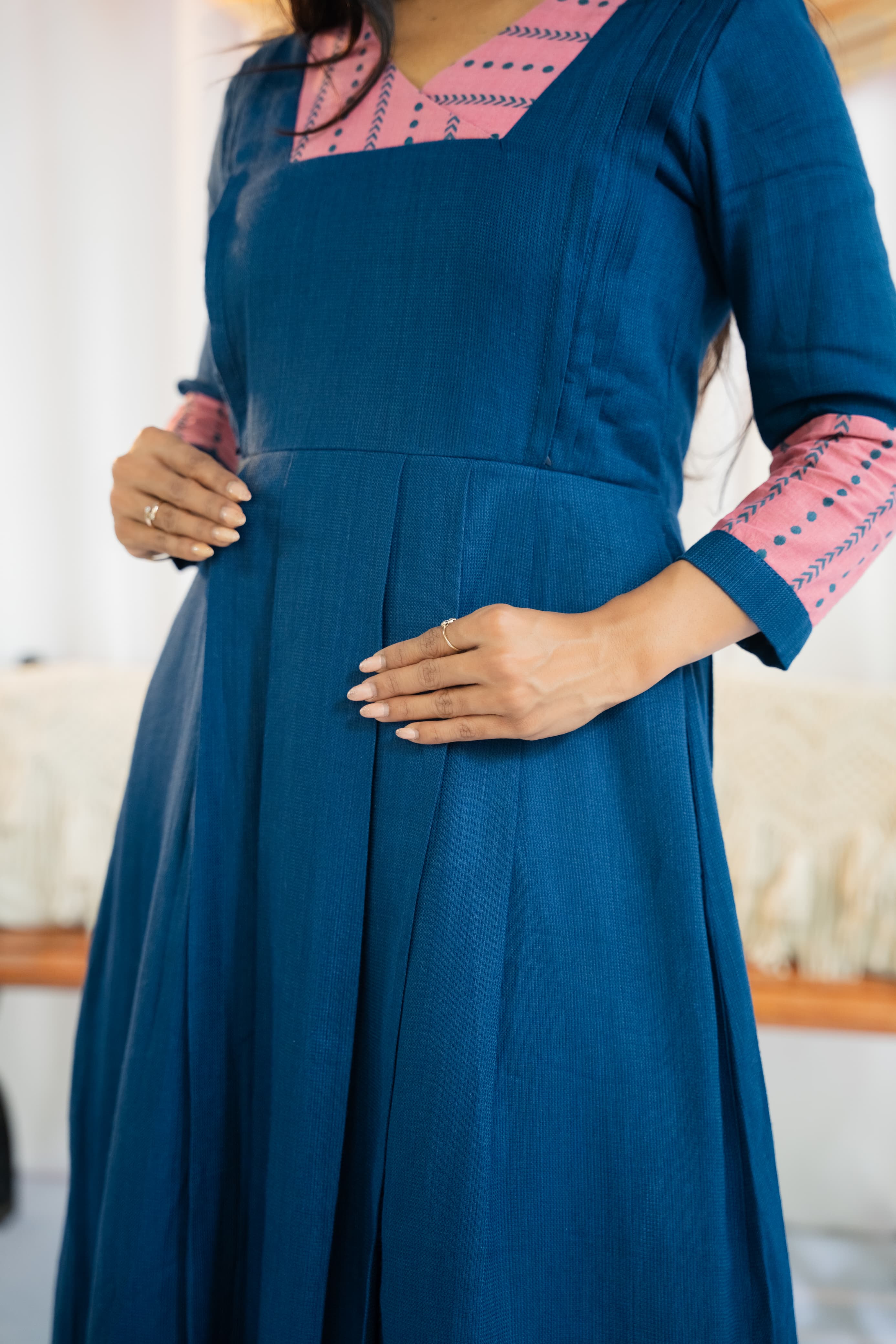 Navy Blush Maternity Feeding Dress