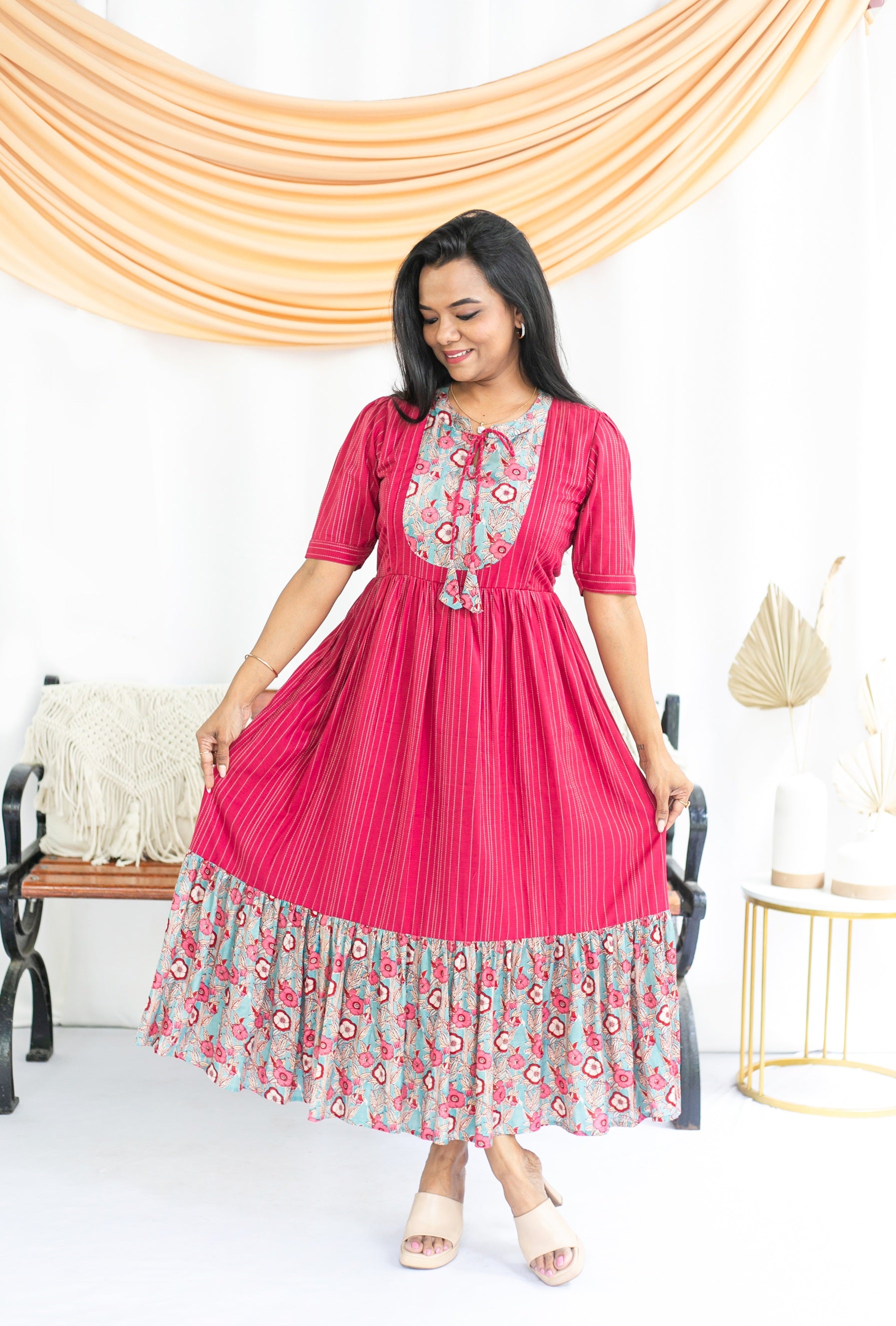 Pretty Pink Maternity Feeding Dress