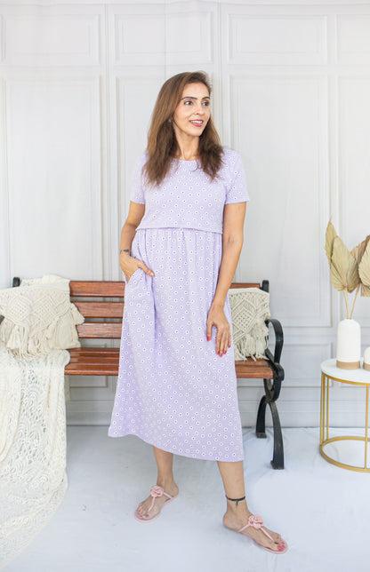 Misty Lavender Zipless Feeding Frock